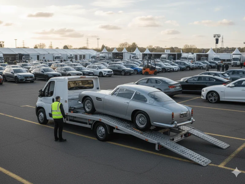 Auction car collection - classic car being loaded onto transporter