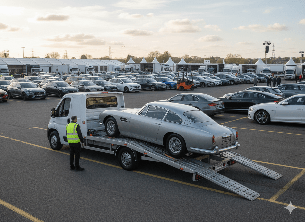 Auction car collection - classic car being loaded onto transporter