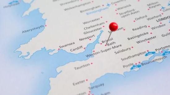 Bath location on map