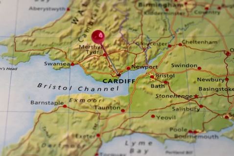 Cardiff location on map