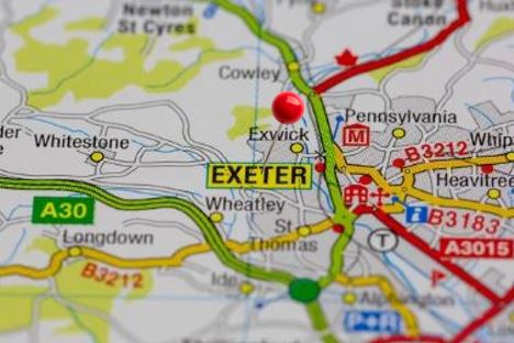 Exeter location on map