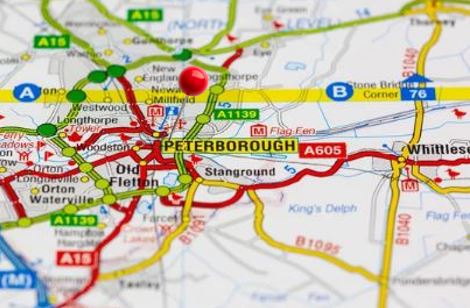 Map showing Peterborough and Cambridgeshire transport coverage