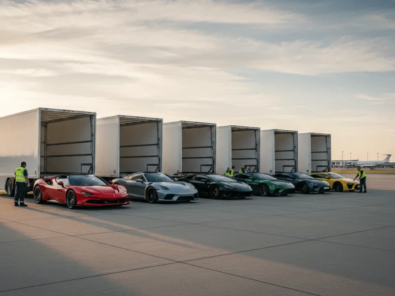 Supercar transport with enclosed trailers