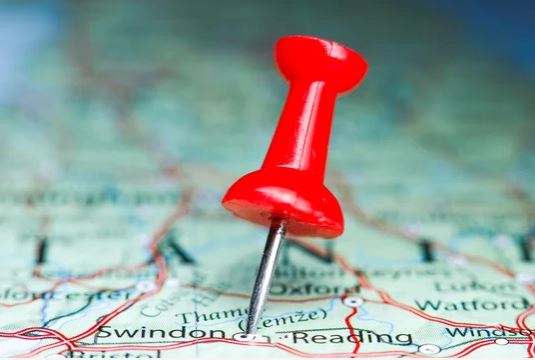 Map showing Swindon and Wiltshire transport coverage