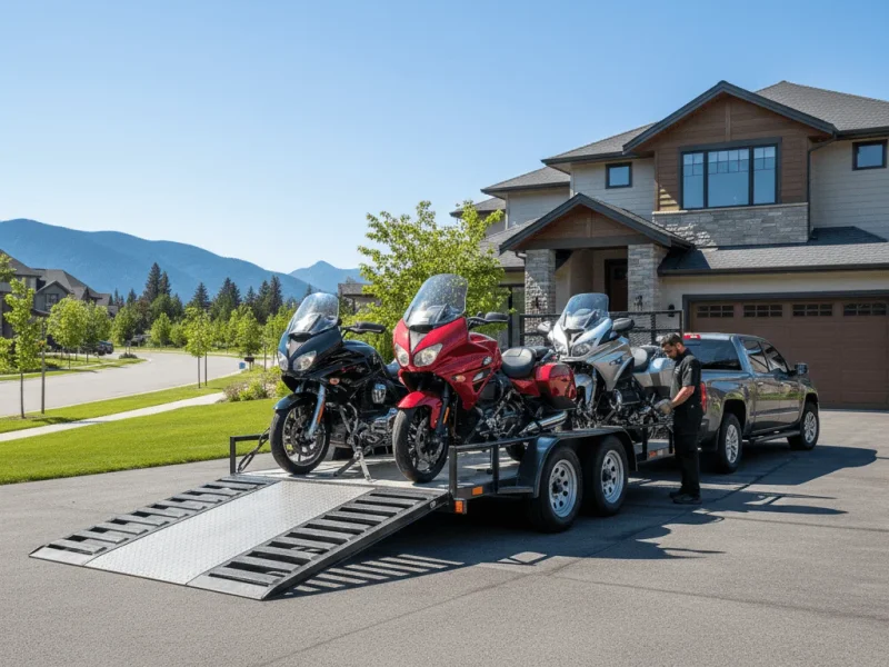 Motorcycles on trailer transport